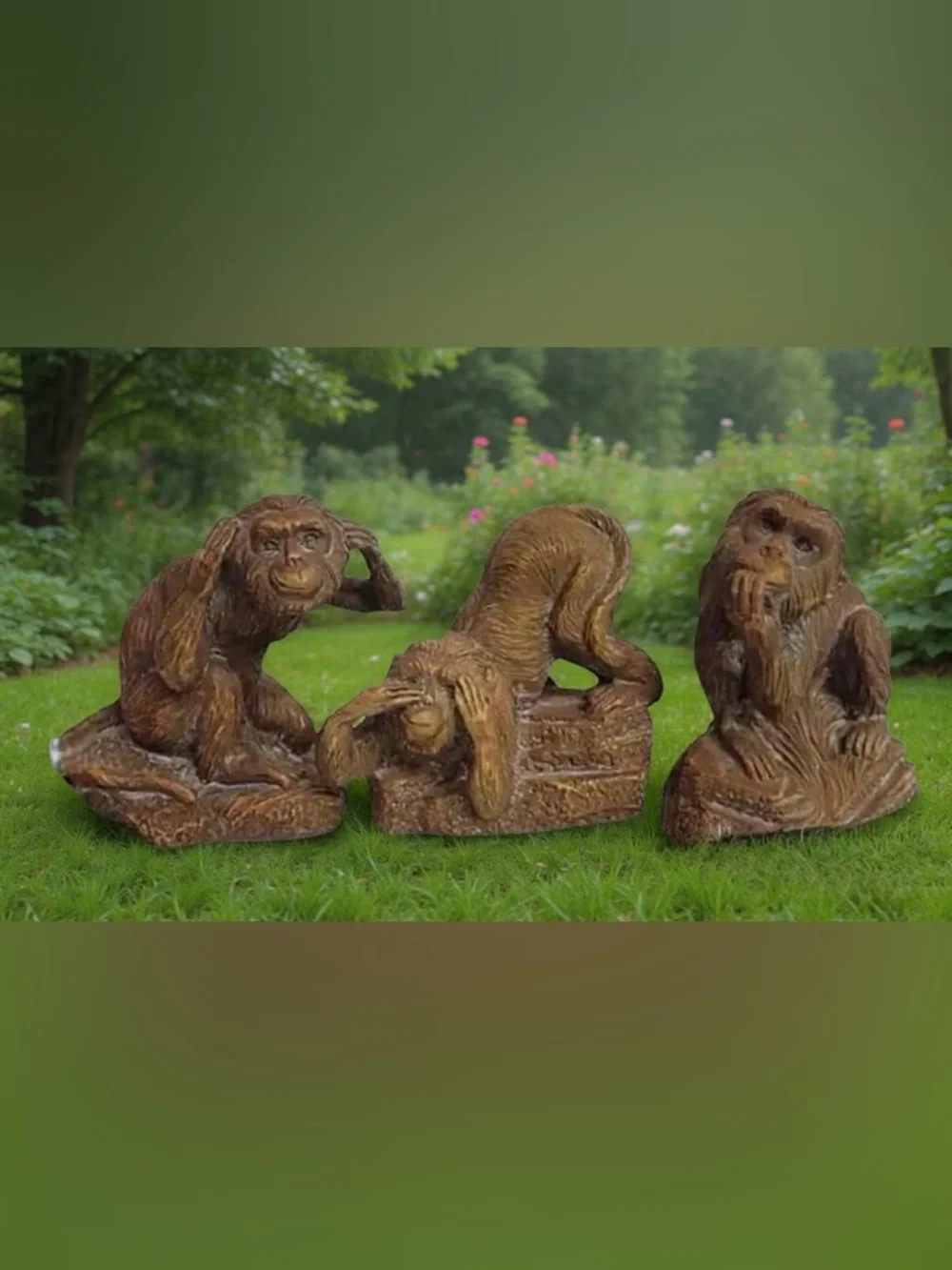 Whimsical See No Evil, Hear No Evil, Speak No Evil Monkey Room Statues